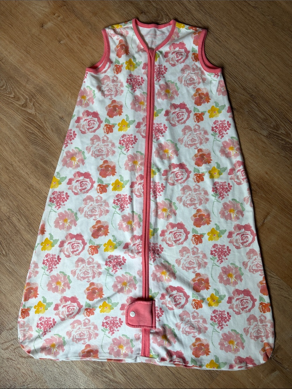 6-12m Organic Cotton Burt’s Bees Sleep Sack Pink Floral Sleeveless